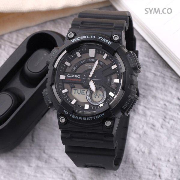 AEQ-110W-1A 軍人 アナデジ テレメモ スポーツ メンズ ウレタン 腕時計 d