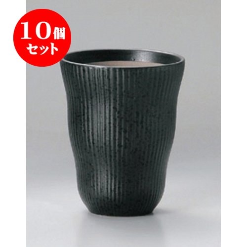 10個セット フリーカップ 黒油滴ﾇﾘ分ﾌﾘｰｶｯﾌﾟ(小) [8.3 x 10.5cm(300cc)] 土物 和食器 酒器 料亭 旅館 居酒屋 業務用