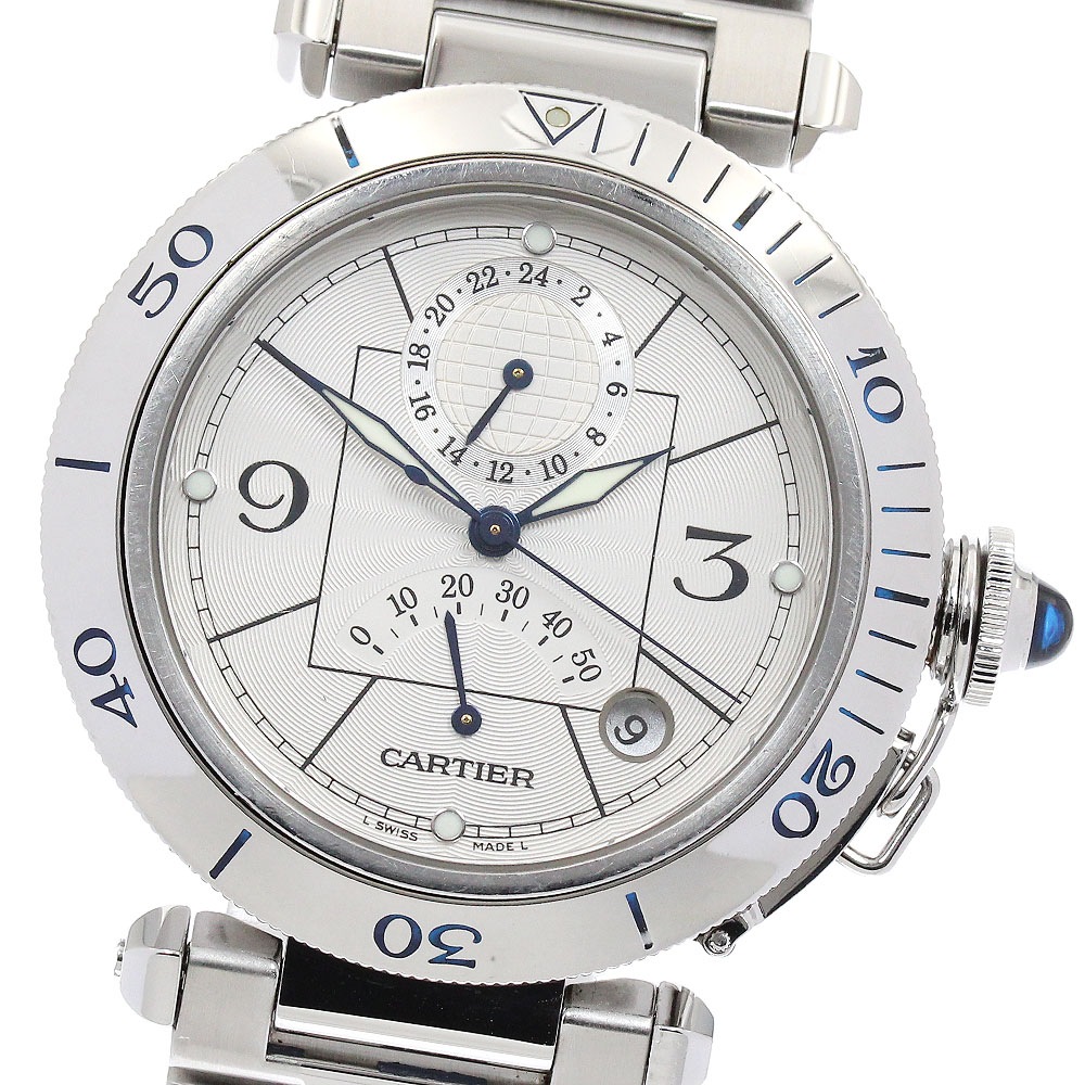 カルティエ CARTIER W31037H3 パシャ38ｍｍ GMT パワーリザーブ 自動巻き メンズ _893832【中古】