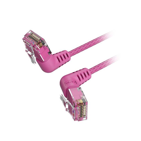 [5本セット] VENTION Cat.6a LANケーブル UTP 直角コネクタ 360スイングタイプ ピンク 5m ピンク IB-0439X5