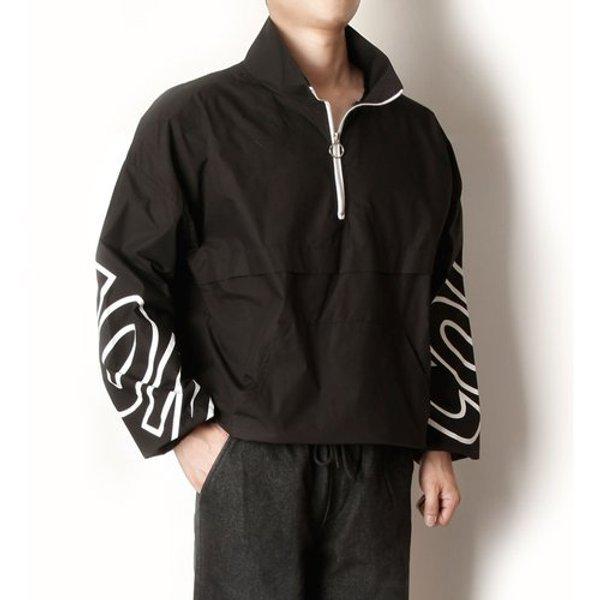 メンズウインドブレーカーレタリングアノラックTシャツKSM-TSA-SCT0320006-ブラック