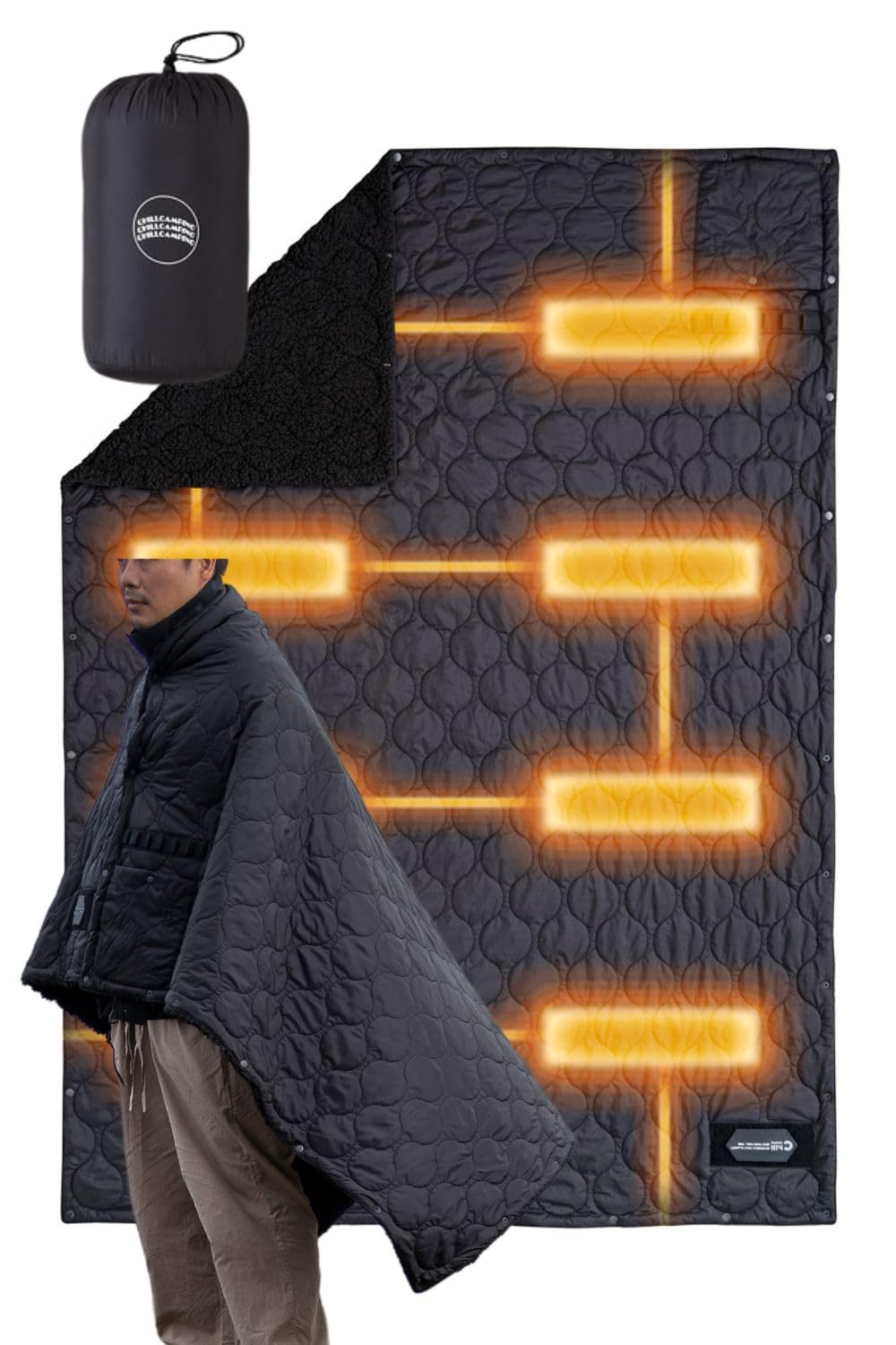 Chill Camping（チルキャンピング） キャンプ用 電気毛布 電気ブランケット ブランケット 防寒 アウトドア キャンプ リバーシブル 難燃 エコダウン 車中泊 キャンプ 防災 旅行 コンパク