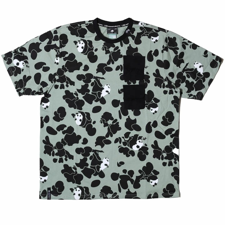 LRG Tシャツ 半袖 メンズ 春夏用 緑 大きいサイズ エルアールジー おしゃれ ポケット 派手 総柄 迷彩柄 カモフラ カモフラージュ かわいい パンダ イラスト
