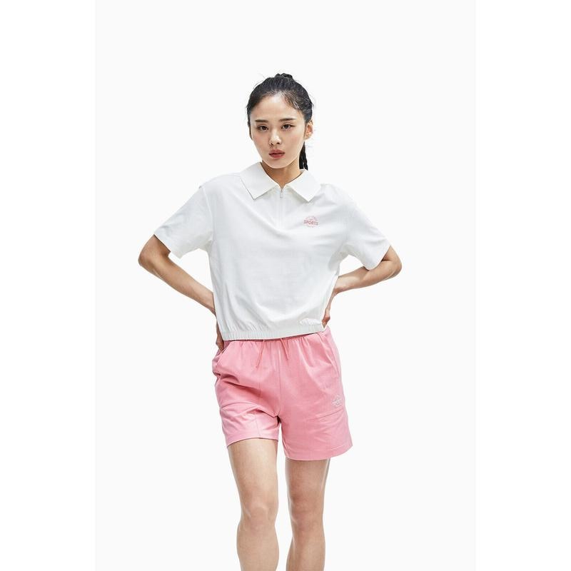 セミクロップ ハーフジップカラーTシャツ 5分丈ハーフパンツ セットアップ / PW3WS24M311,WN24M331_GN
