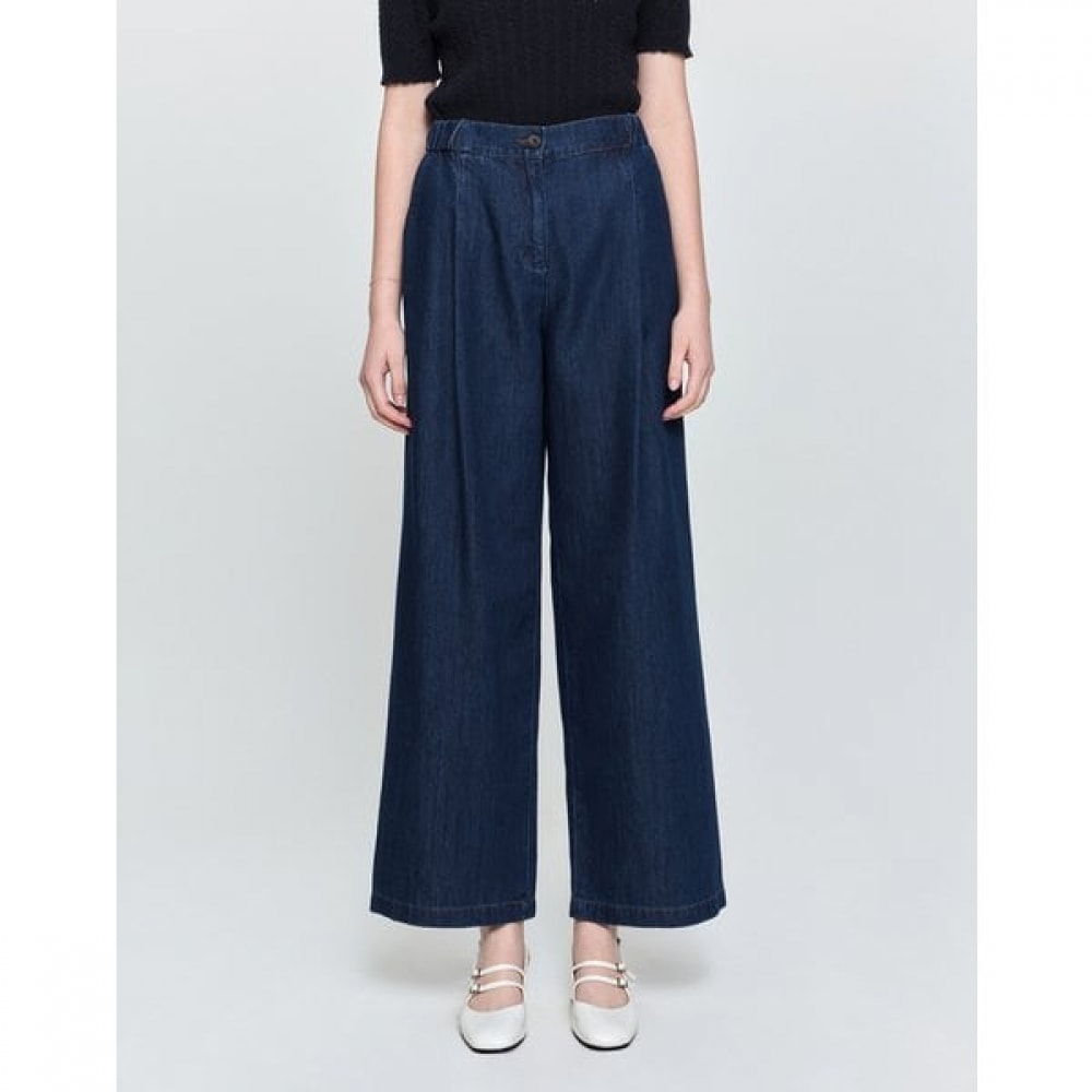 [25SS] ヘッジデニムワンタックバンディングスラックスライトネイビーHSPA5B452N1