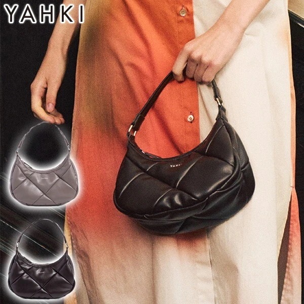 ヤーキ ハンドバッグ レディース 小さめ YAHKI バッグ 軽量 ブランド ミニ 上品 かわいい シンプル キルティング フェイクレザー FAKE LEATHER HAND BAG YH-745