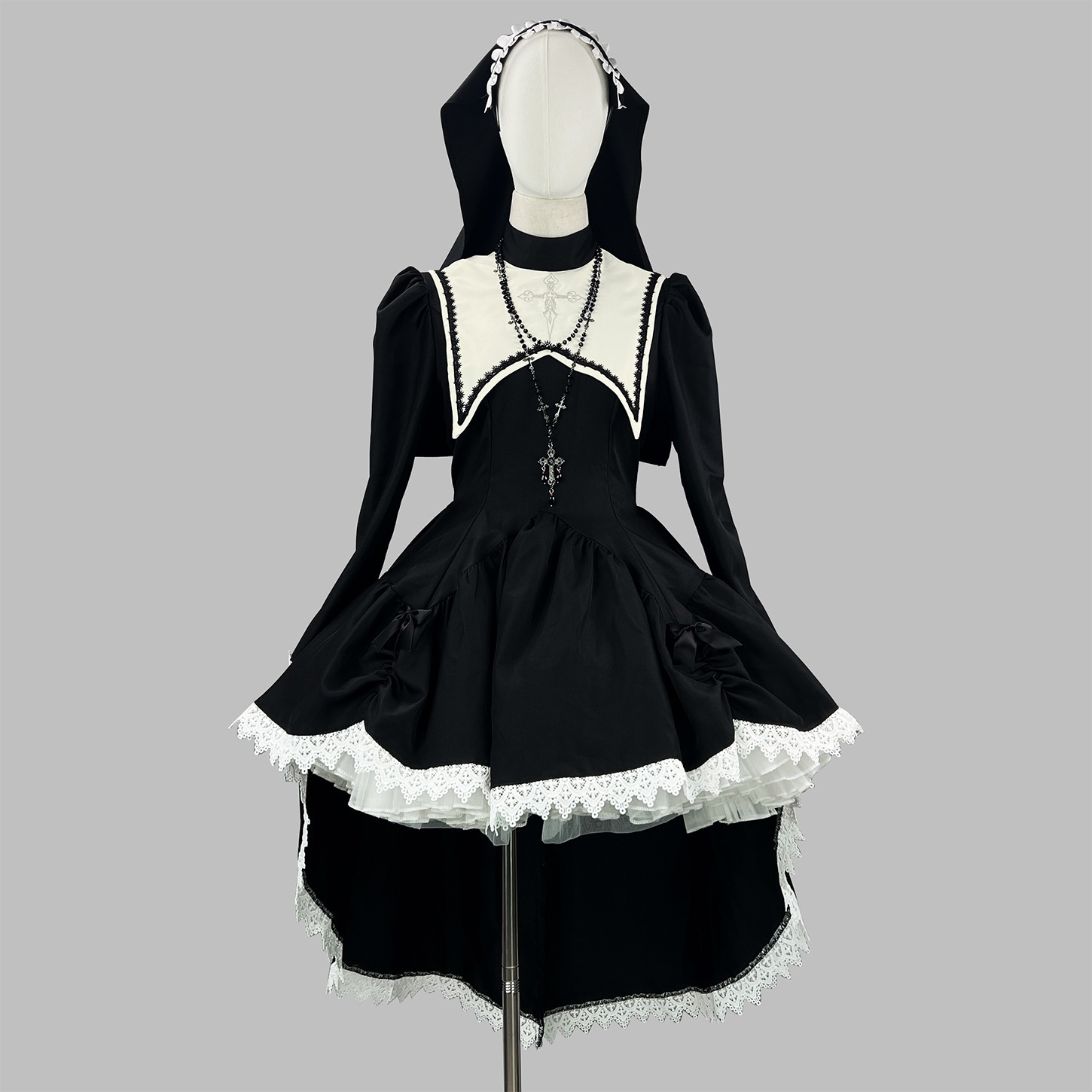 クロス刺繍ゴシックシスター服 ハロウィンコス サブカルチャー演出衣装