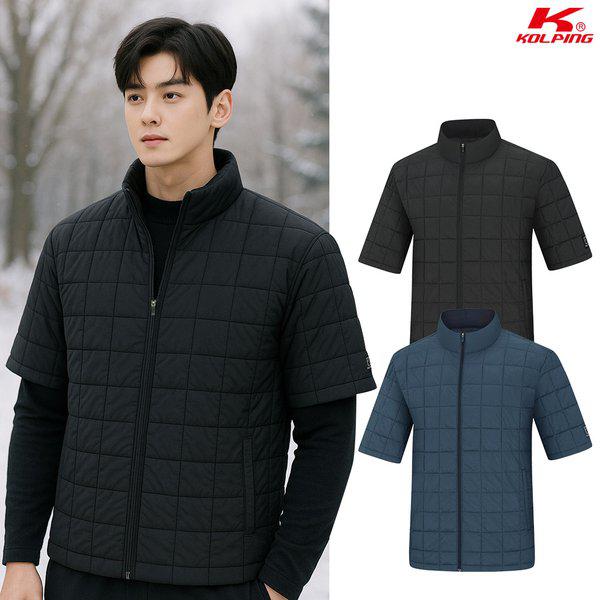 メンズ冬ウェルロンキルティング登山半袖パディングジャケットKSC652VJ1M