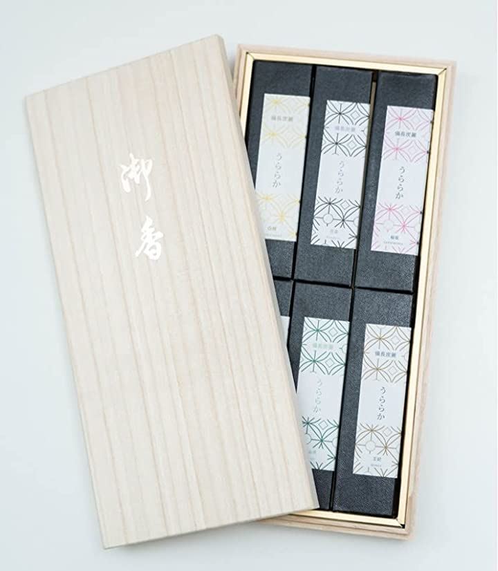 備長炭麗 うららか 6種アソート桐箱 線香 普賢堂仕様