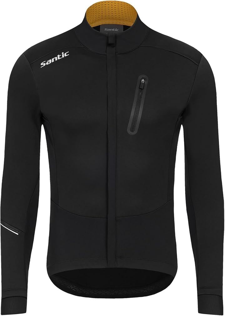 メンズ サイクルジャージ 長袖 裏起毛 サイクルジャケット ウィンドブレーカー ロードバイクジャージ サイクリング 防風 弹力(ブラック, 2XL)