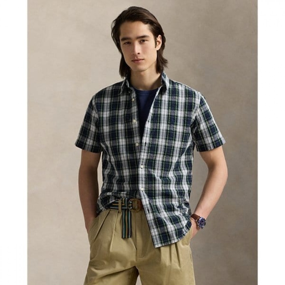 ポロラルフローレンメンズクラシックフィットチェック柄シーサッカーシャツ (MNPOWOV1N820875999)