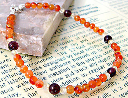 パワーストーン シルバーアクセサリーガーネットカーネリアンシトリンパワーストーンブレスレット/プレゼ 4,700円