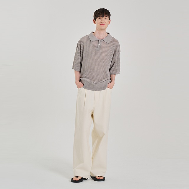Linen Overfit Short Sleeve Knit Gray