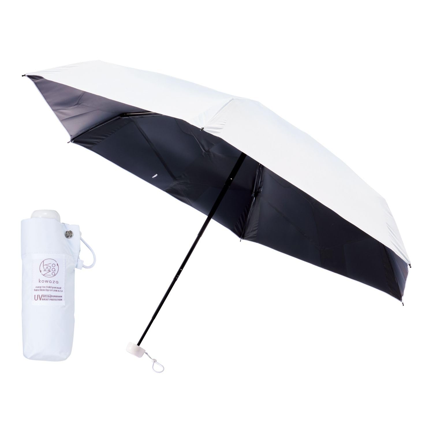 kowaza 日傘 畳みやすい 折りたたみ傘 遮光100% 遮熱 UVカット 形状記憶 形状安定 晴雨兼用 軽量 コワザ 手開き 簡単開閉 無地 urawaza 親骨50cm 30287 4,728円