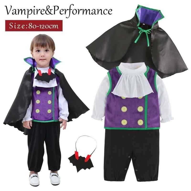 新品販売ハロウィン 衣装 バンパイア 悪魔 吸血鬼 キッズ 子供用 コスチューム コスプレ 時代劇 ジュニア 仮装 変装 余興 男子 4点セット イベント パーティー ドラキ