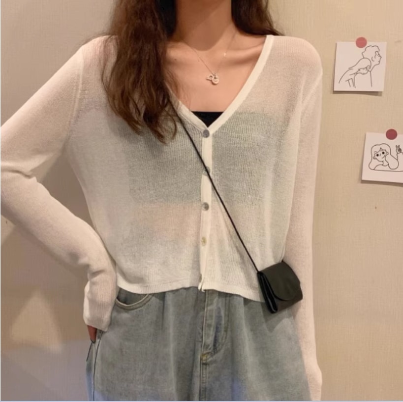 レディース カーディガン 上着 長袖 襟なし ストレート スマート 前開き ボタン 薄手 ニット 大人可愛い きれいめ シンプル カジュアル 上品 おしゃれ ラフ クール 無地 春 夏 秋 誕生日