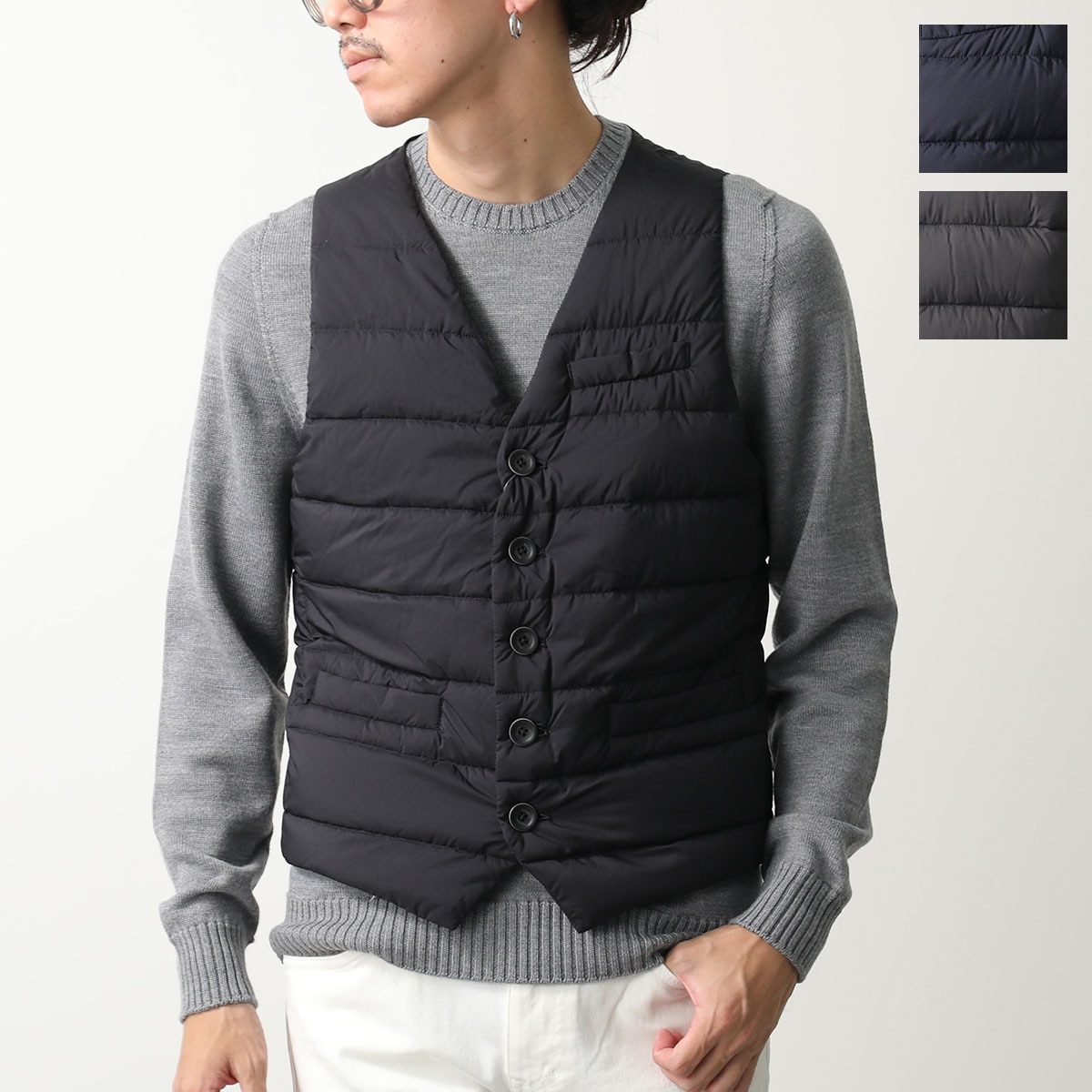 HERNO LEGEND ヘルノ レジェンド ダウンベスト PI002ULE 12456Z メンズ ジレ ナイロン ライトダウン Vネック カラー3色