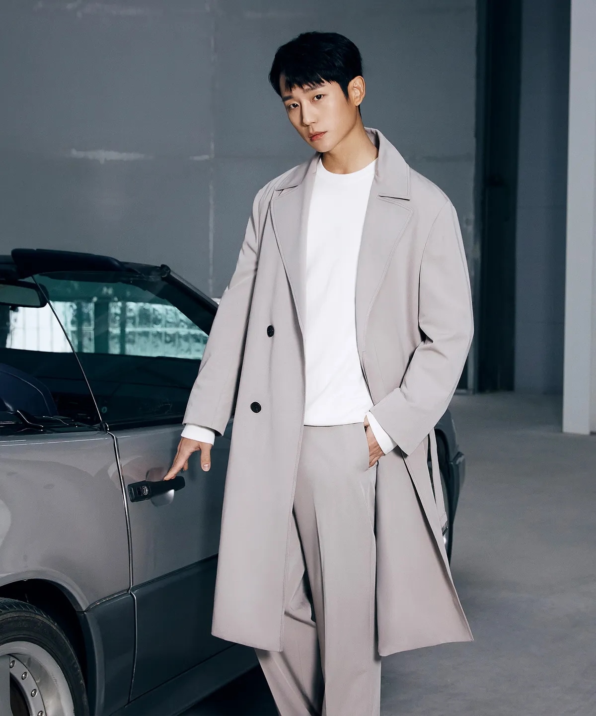 【チョン·ヘイン 着用 モデル】 ダブルトレンチコート ライトベージュ MXCA2101 韓国の人気ファッションブランド