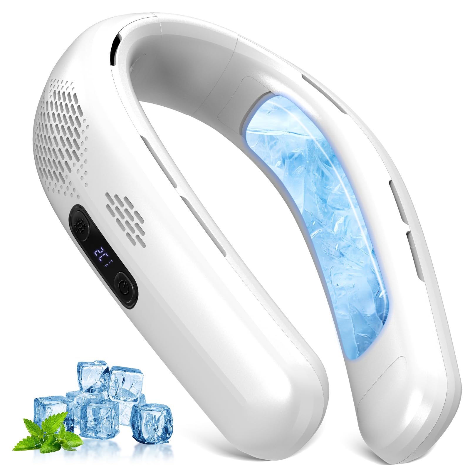 TWhours 首掛け扇風機 冷却プレート 【2025年夏新型・3段階風量&冷感調節・超長冷感プレート】瞬間冷却ネッククーラー 首掛けクーラー -16℃体感温度ダウン U型ネックファン LEDディスプ