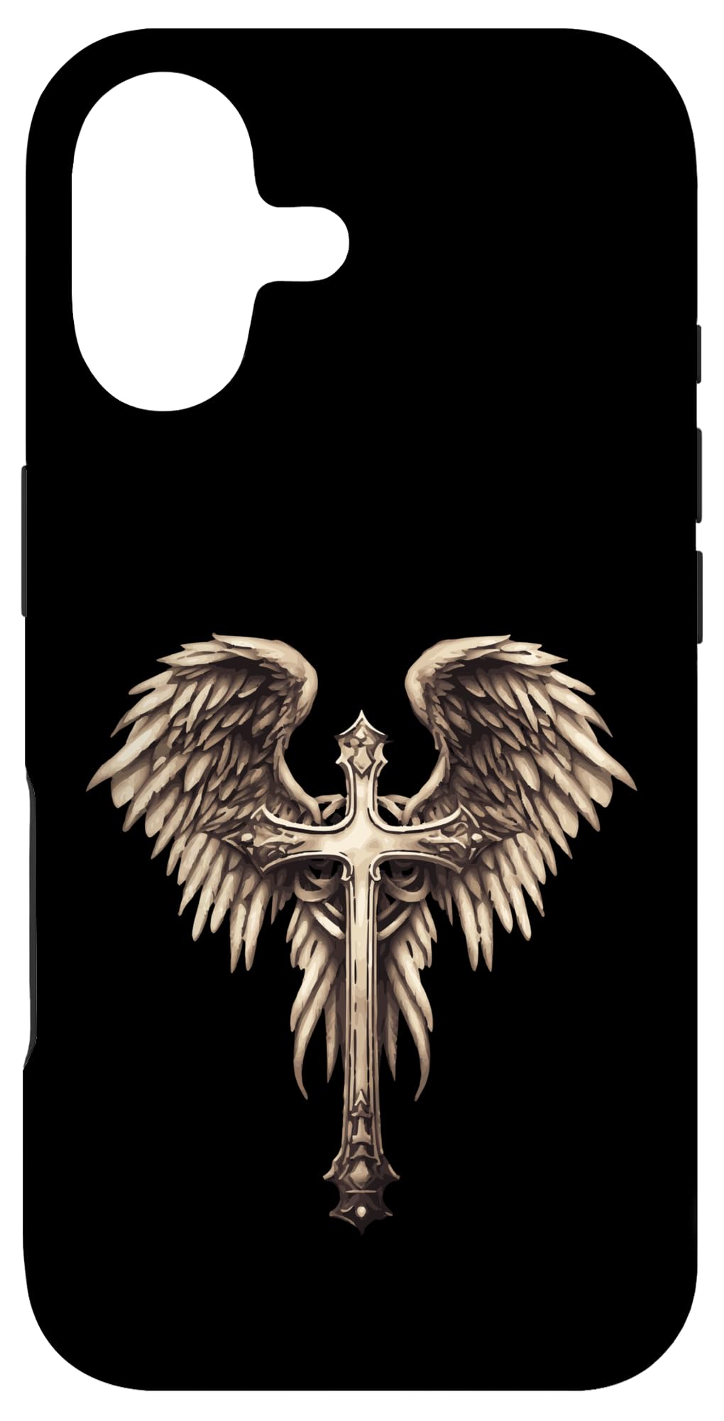 キリスト教十字架 天使の翼 ビンテージスタイル ゴス スマホケース iPhone 17 用