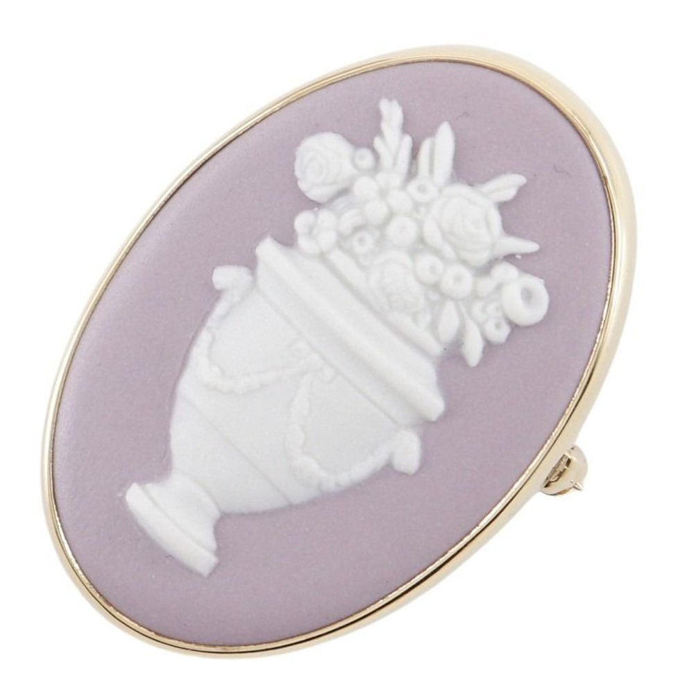 花瓶モチーフ ジャスパー ブローチ 金メッキ 約7.8g レディース 中古品 Aランク 4,964円