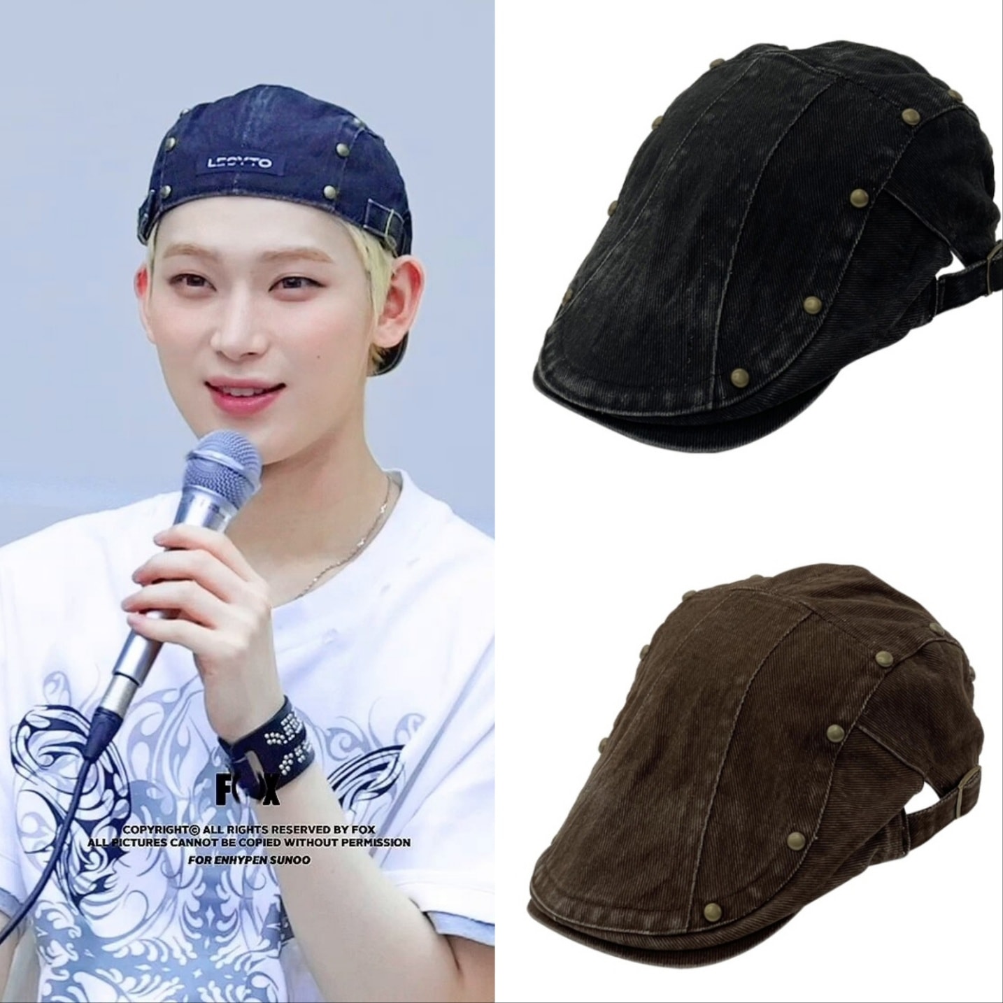 ENHYPEN ソヌ sunoo 着用 Stud Washed Hunting Cap 帽子 2色 6,873円
