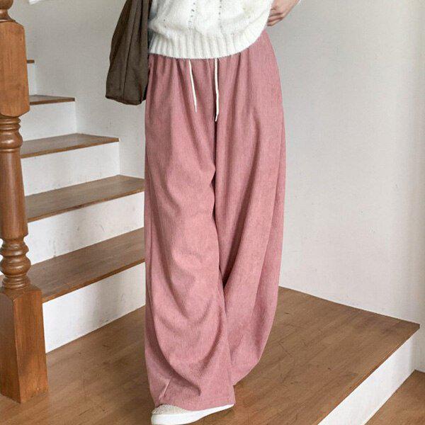 （DK）ゴールデン横しわワイドパンツ 冬 女性 コーデュロイ