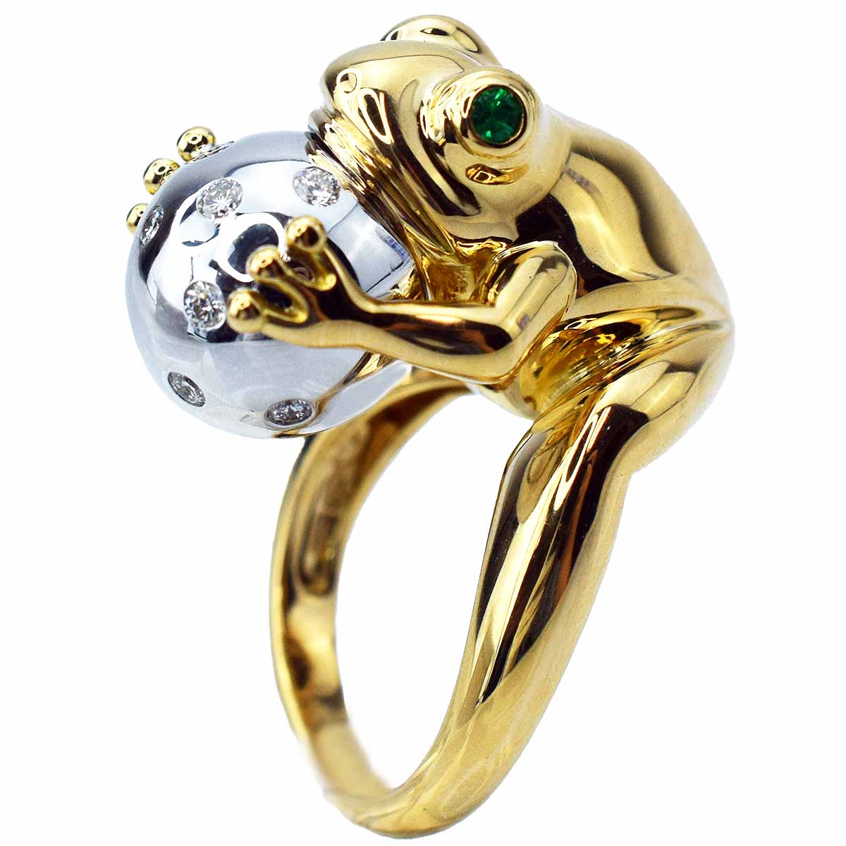 売れ筋新商品 アニマルコレクション ダイヤ カエル 約8号 WG YG K18 750 リング 指輪