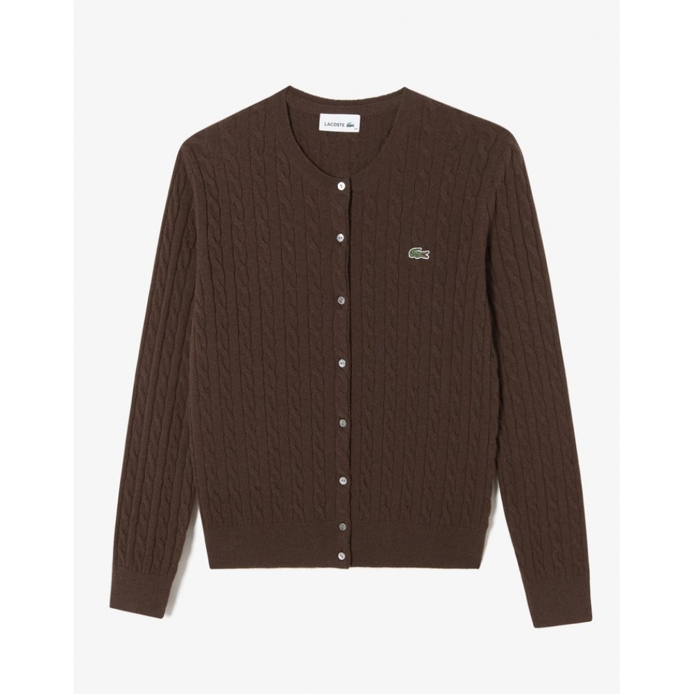 ラコステレディースケーブルクルーネックカーディガン AF091E-54N SHI