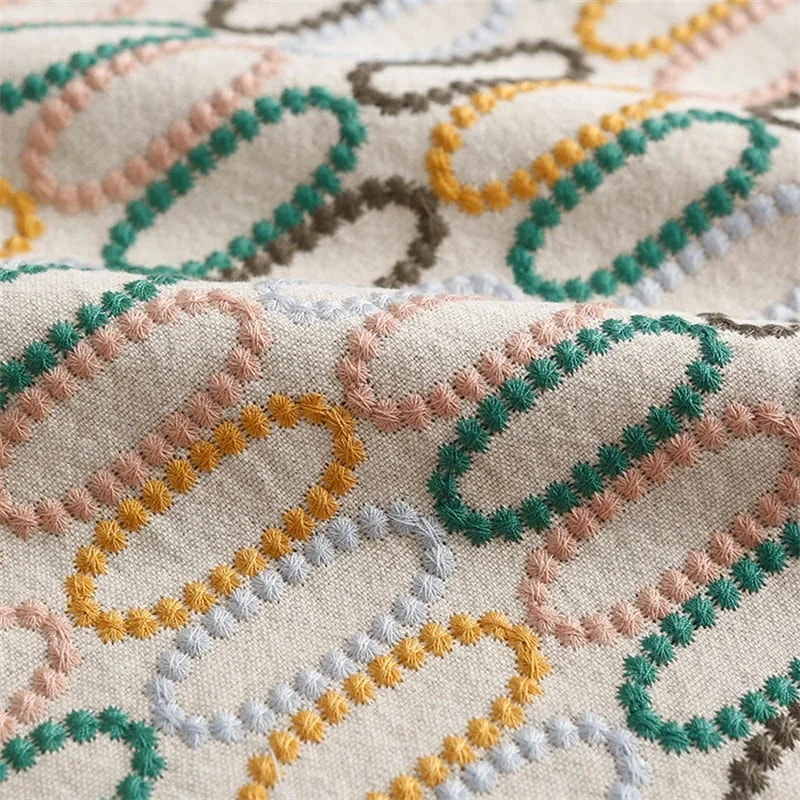 夏季新品限定120cm幅 90cm単位 生地 布 布地 ぬの きじ 刺繍生地 綿麻生地 楕円形柄 丸柄 ベージュ ブラック パープル ハンドメイド 手作り 手造り 手芸 DIY 材料 ング 服地