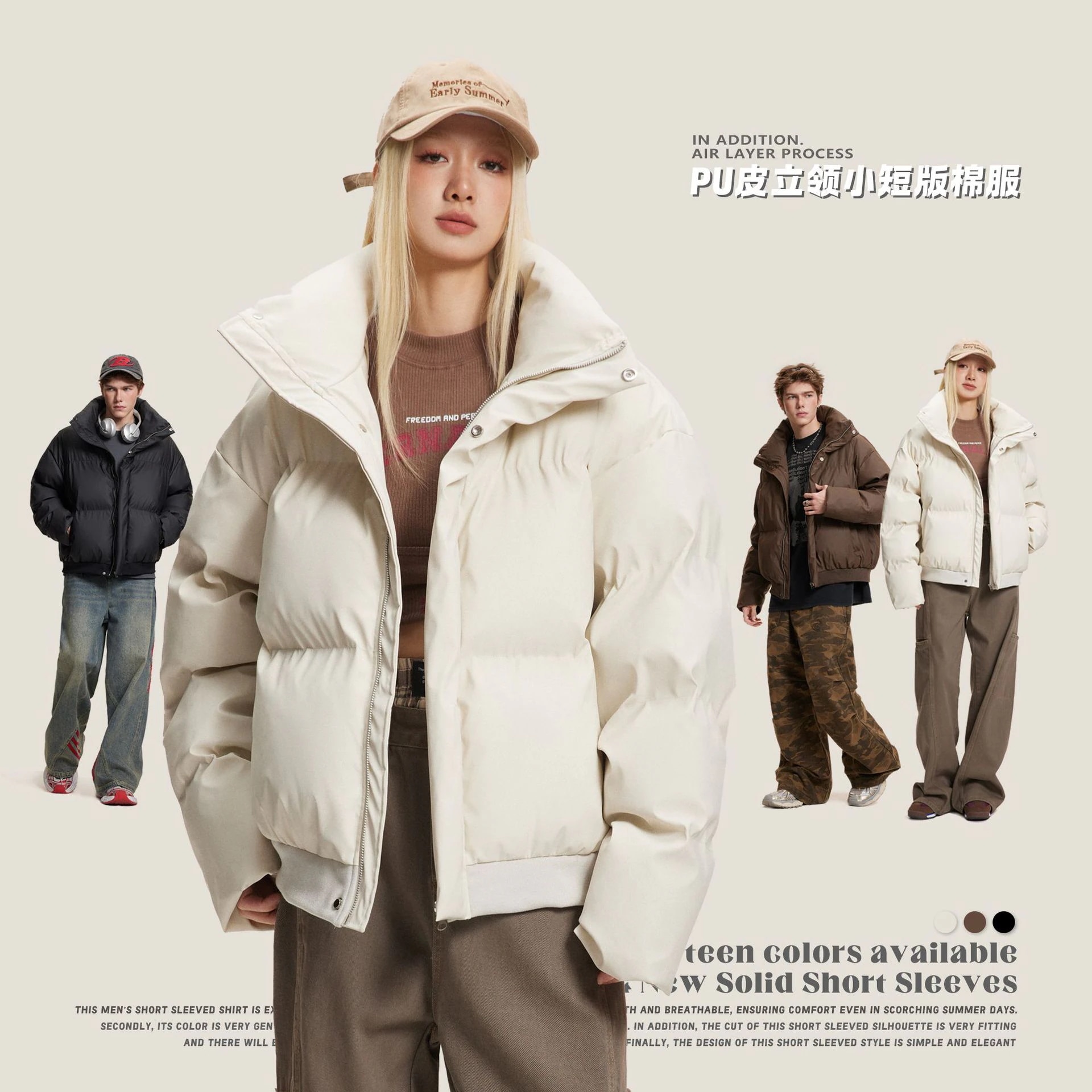 【本日限定】アメリカンプルオーバーショート丈コットン男女冬のカップルコットン厚手保温上着 ダウンジャケット 軽量 暖かい 防風 通気性 冬アウター カジュアル スポーツ フード付き