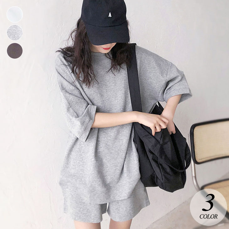 【2025新作 急速出荷】カジュアル スウェット セットアップ トレーナー 五分袖 七分袖 トップス ショート パンツ 上下 セット 短パン ハーフパンツ 楽ちん ゆったり きれいめ 春 夏 秋 おし