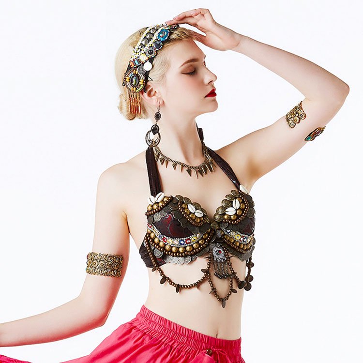 トライバルアンティーク風コインブラ ブラック トライバル衣装 ベリーダンス衣装 コスチューム レッスンウェア レッスンウエア レッスン着 ダンス ドレス ステージ衣装 発表会 トップス アンティークコ