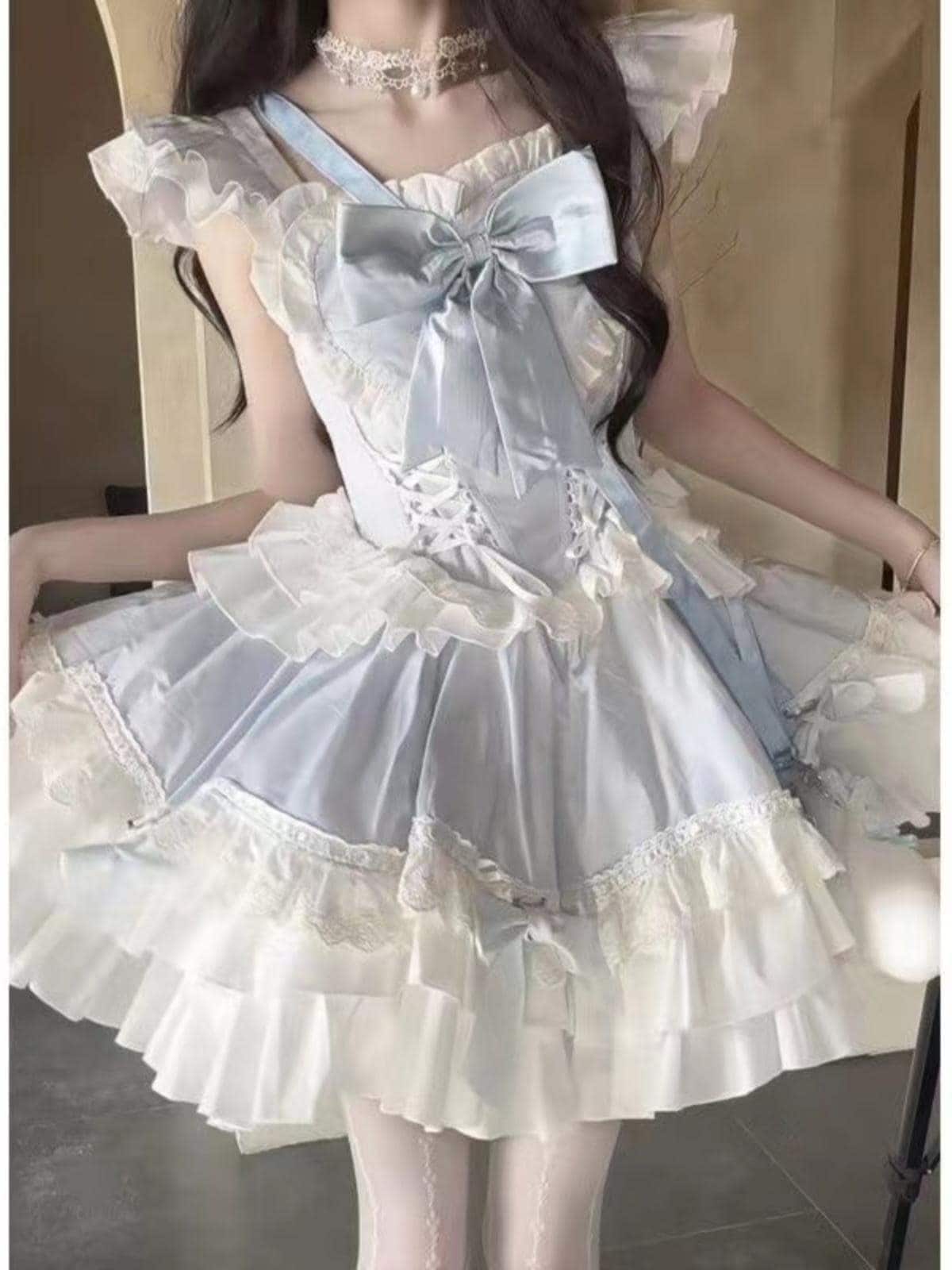 2024 ロリータ コスプレ ワンピース ラッフル 洋装 半袖 op日常 花嫁 茶会 ワンピース