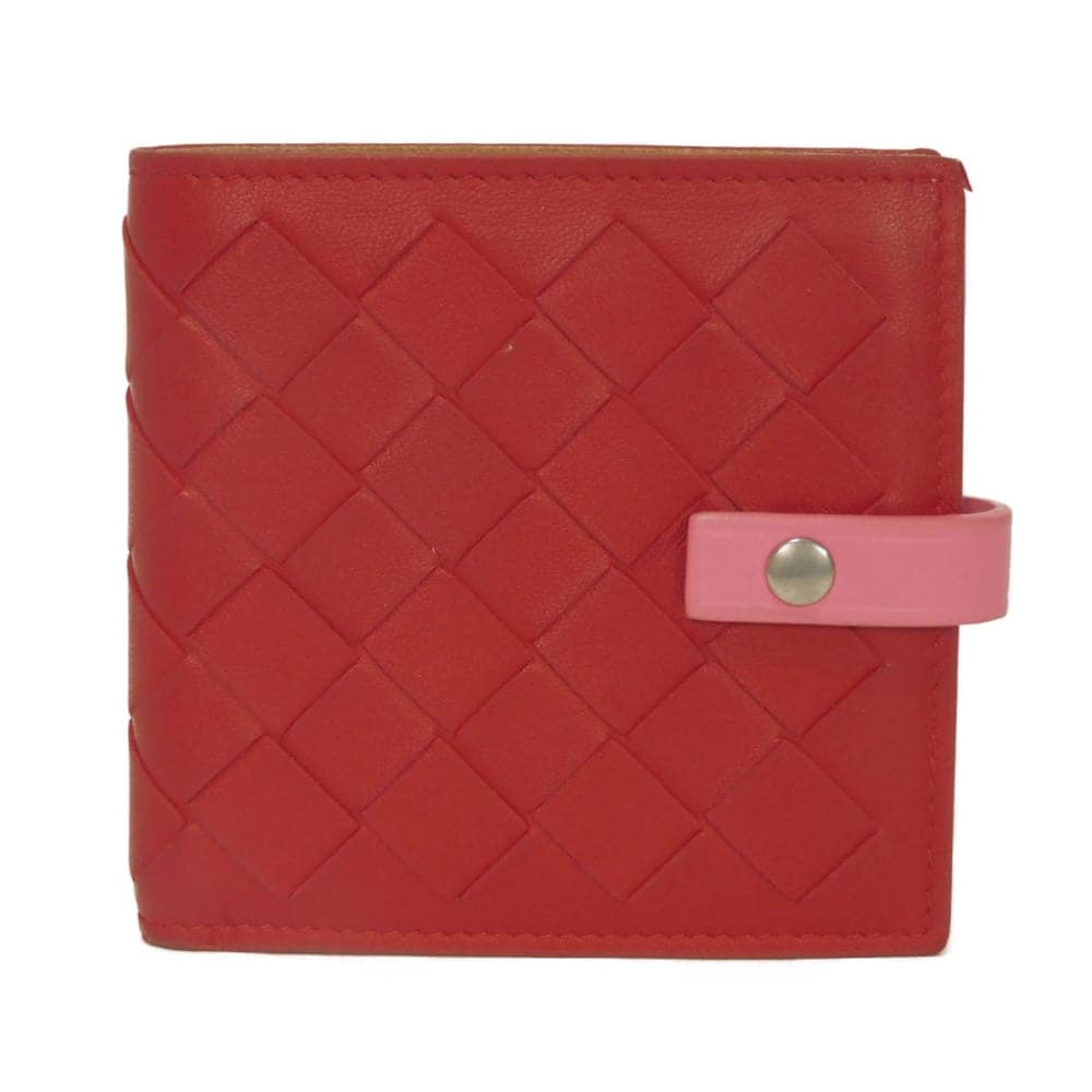 【中古】BOTTEGAVENETA 二つ折り財布 ピンク バイカラー RFID IC コンパクト ウォレット イントレチャート 574055 VO0BH 8929