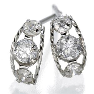 オープン記念価格受注生産天然ダイヤモンドK18ローブピアス K18WG 14,630円