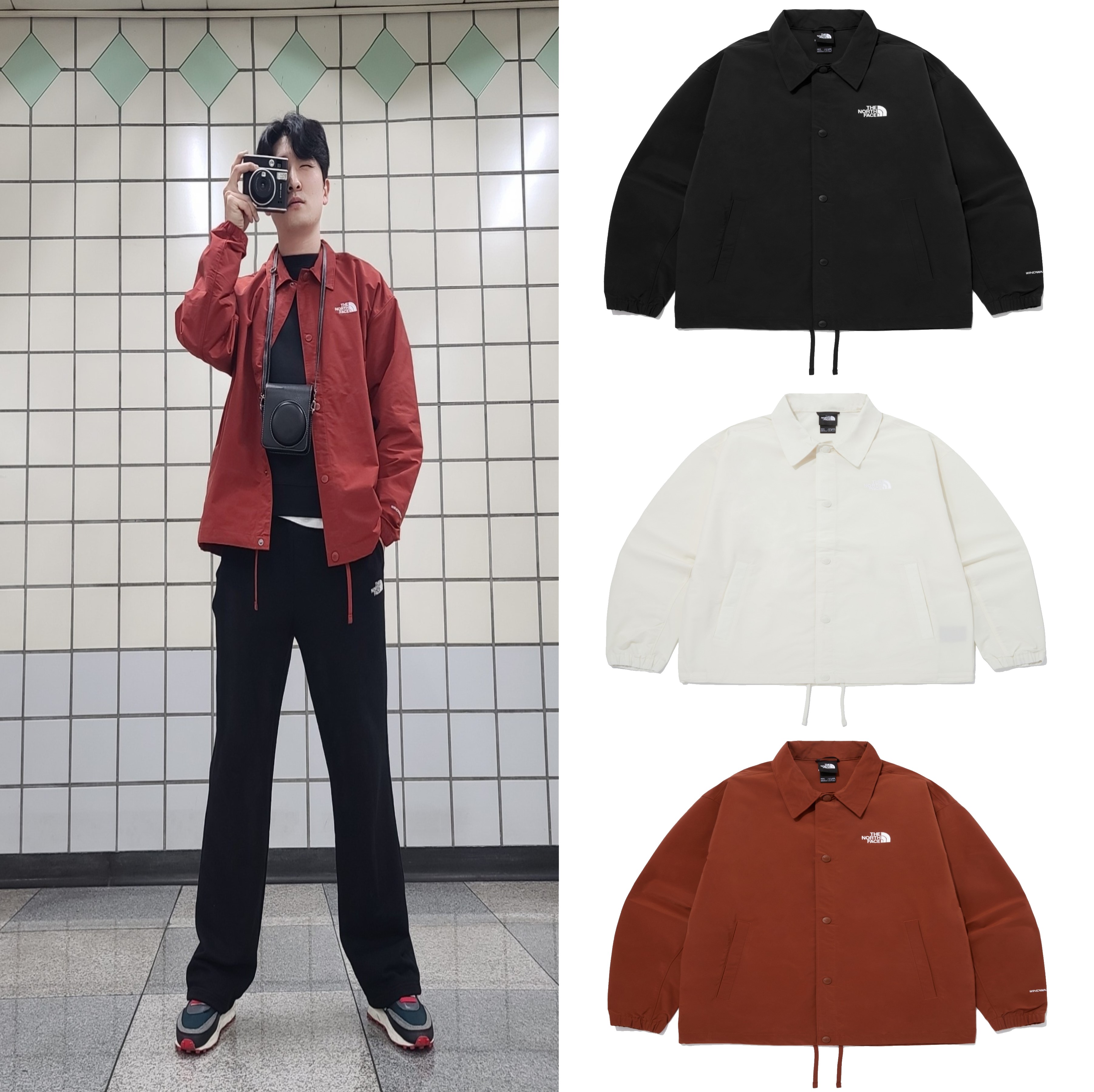 M TNF EASY WIND COACHES JACKET ザ ノース韓国人気ブランド チャウヌ チョンソミ ファッション 男女共用デイリーキャンプ旅行オーティディー新商品 (NJ3BQ03A)