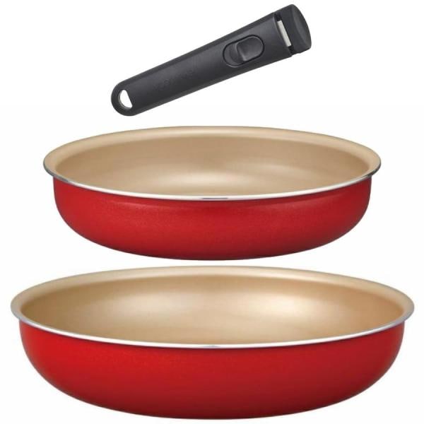 DOSHISHA ドウシシャ EIST3RD レッド フライパンセット 20cm+26cm+ハンドル 全熱源対応 evercook
