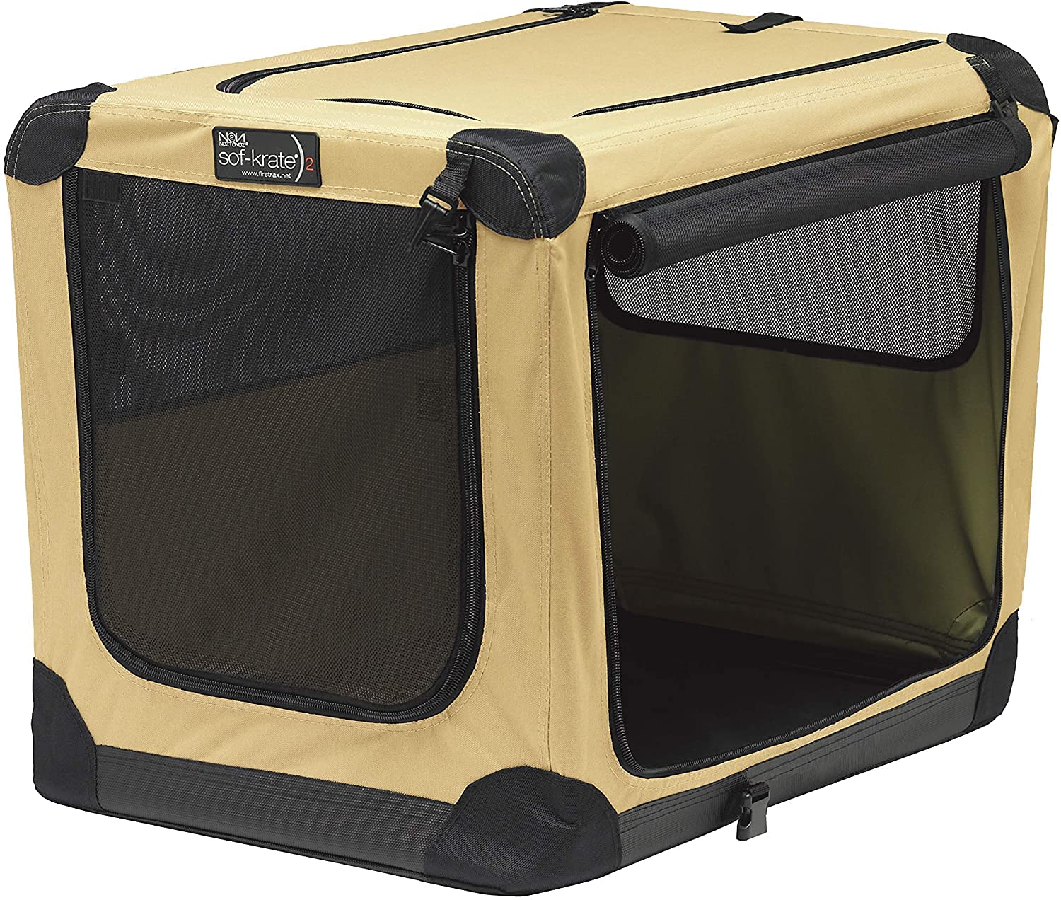 ファーストラックス (FIRSTRAX) ソフ-クレート n2 ベージュ Lサイズ ペット用クレート初の防災製品等推奨品の認証 コンパクトで簡単に組み立て ペットの抜け毛が周りに飛び散らない細かいメッ