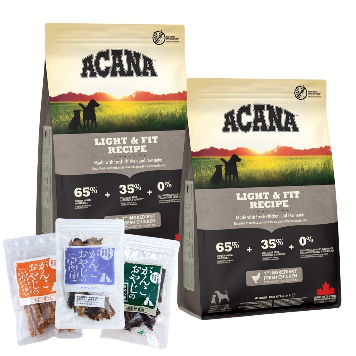 ライト＆フィットレシピ 2kg×2個 ドッグフード【がんこおやじのおやつ亭おやつ付 】