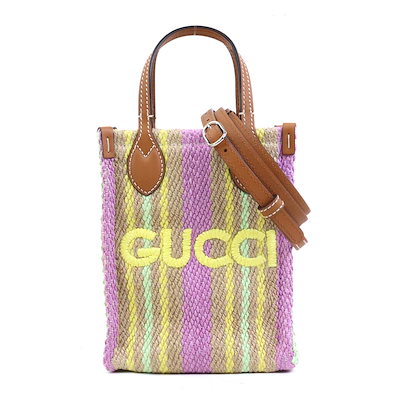 グッチ GUCCI ハンドバッグ 斜め掛けショルダーバッグ ジュート ミニ ストロー/コットン マルチカラー シルバー レディース 780083 e62061c 65,450円