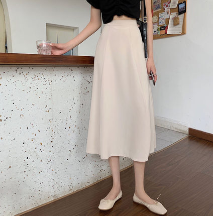 スカート デート フレアスカート ミモレ ミモレ丈 ハイウエスト フレア スリム　膝下丈 エレガント 春 夏 秋 冬 オールシーズン 個性的 ホワイト ブラック S M L スタイルアップ レディース