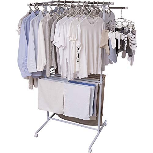 樹脂 洗濯物干し 室内物干し 布団干し 約4人用 折りたためる キャスター付き スチール 幅127cm SLM-820KR