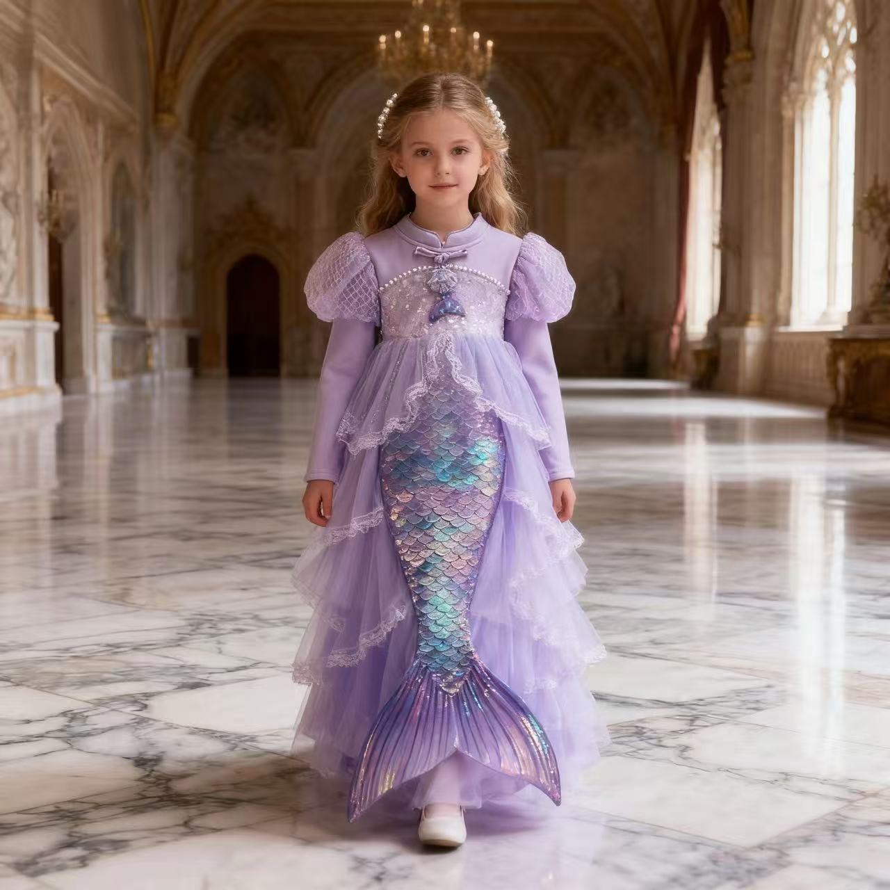 【速達!】女の子マーメイドプリンセススカートアナと雪の女王エルサ子供ワンピース洋風スカートドレス