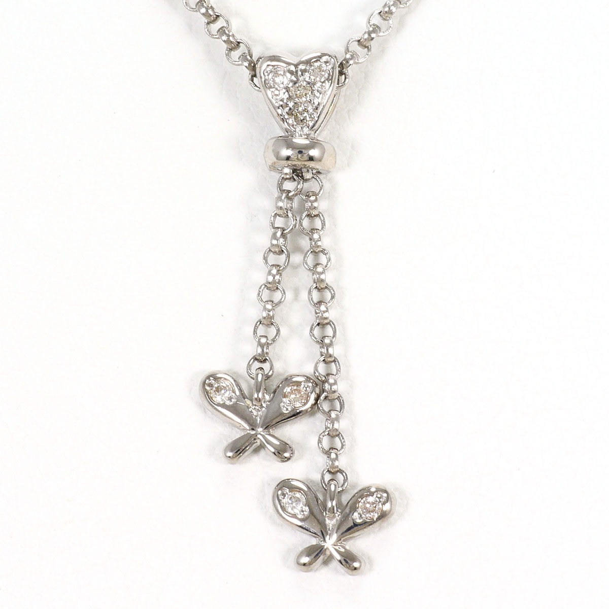 K18 18金 WG ホワイトゴールド ネックレス ダイヤモンド 0.05ct 鑑別書 総重量約4.0g 約42cm ジュエリー 中古