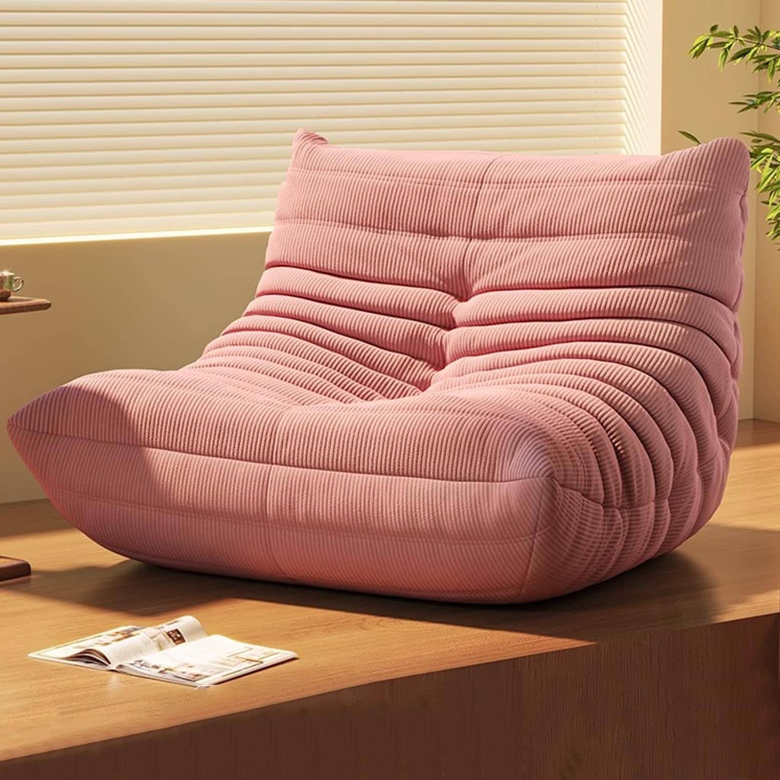一人掛け ビーンバッグチェア コーデュロイ生地 ローソファ オーバーサイズ フロアソファ 一体型スポンジ リラックスチェア 人間工学設計 リビング/ベッドルーム/アパート/一人暮らし/オフィス/サロン