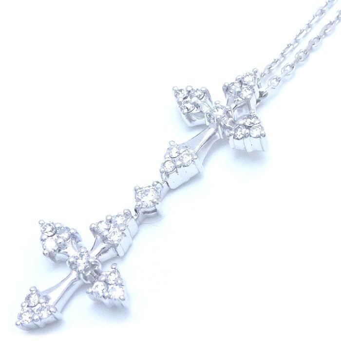 和光 WAKO ダイヤモンド クロス ネックレス ダイヤモンド0.29ct K18WG ホワイトゴールド/292921【中古】
