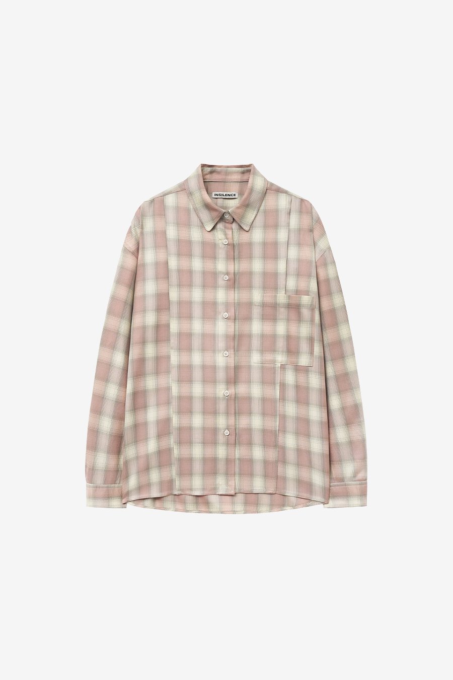 【INSILENCE】 SLICK CHECKERED OVERFIT SHIRT : PINK