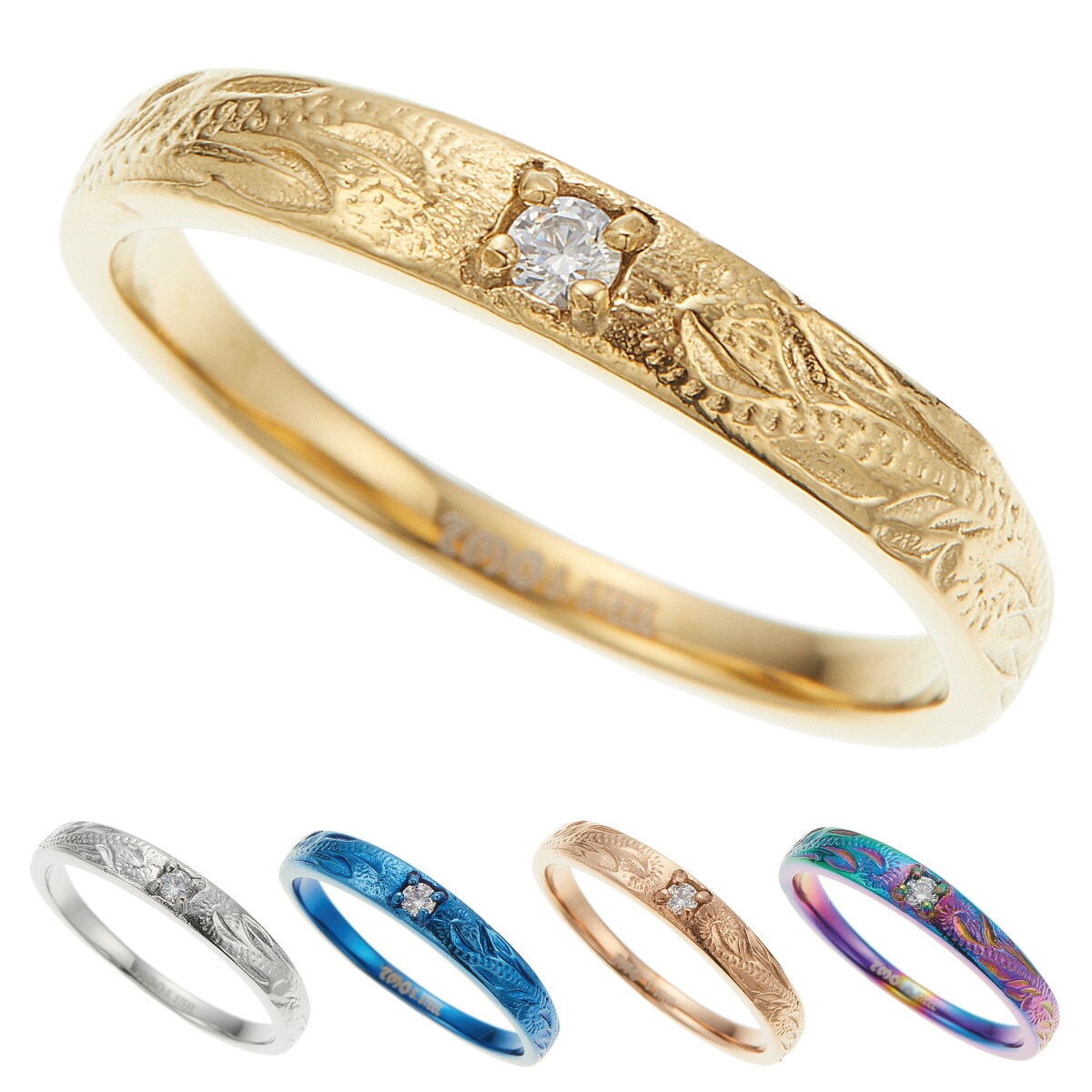 リング レディース メンズ サージカルステンレス316L製 ハワイアンジュエリー 一石 スクロール