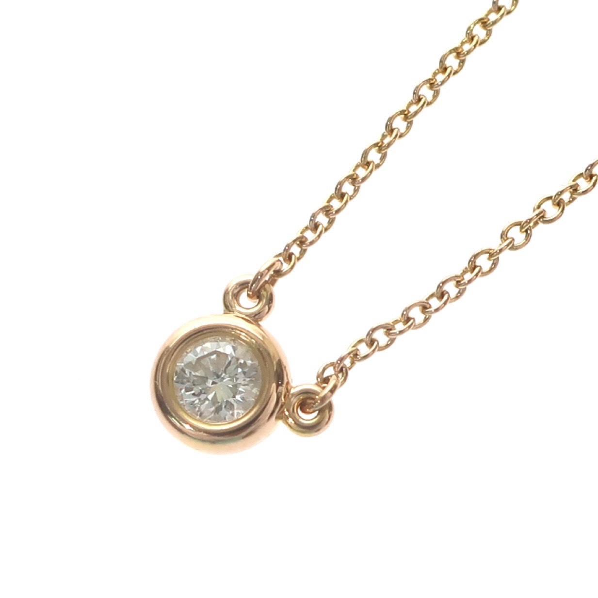 【未使用品】TIFFANY&Co. ティファニー バイザヤード ネックレス 1P ダイヤモンド ペンダント K18PG 750 ピンクゴールド ローズゴールド ブランドジュエリー レディース